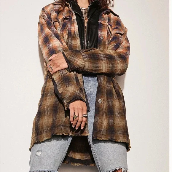 Free People anneli plaid shirt jacket shacket NWT - Picture 6 of 11